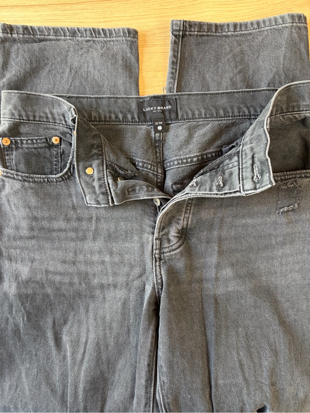 Lucky Brand Womens Black/Grey 90s Loose High Rise Straight Jeans 26
